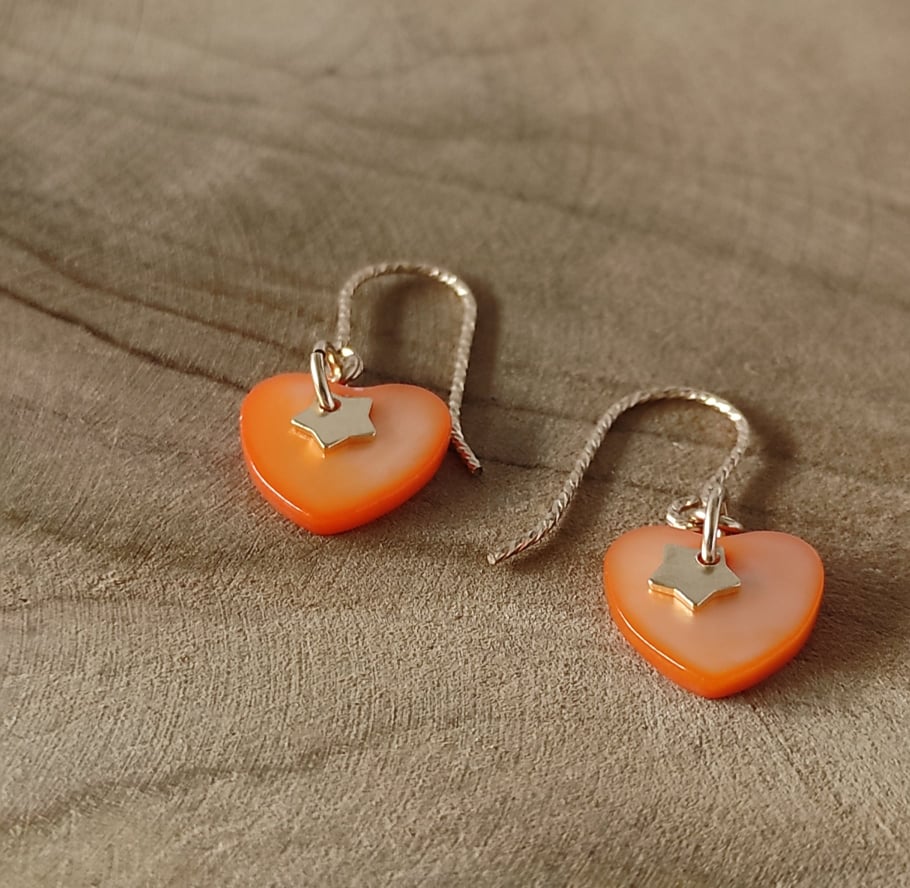 crochets coeur en nacre orange Déba Création (fabrication et création françaises)