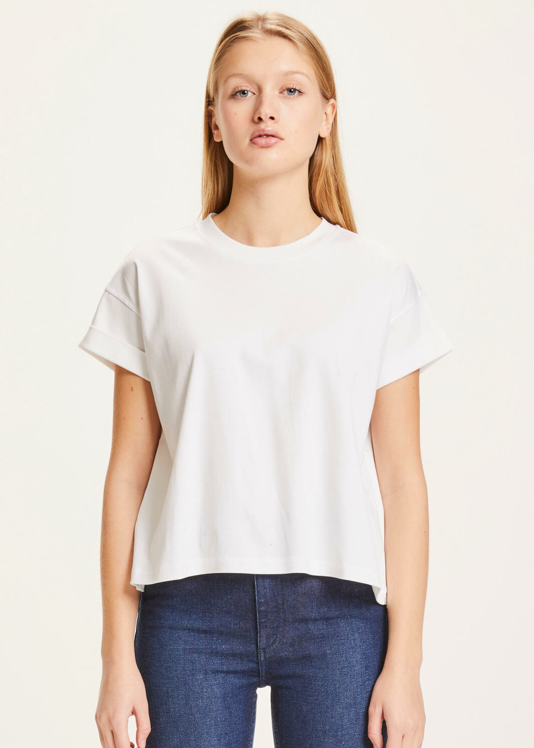 Tee-shirt manches courtes blanc col rond Knowledge Cotton Apparel Coton biologique